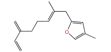 4-Methyl-2-((E)-2-methyl-6-methyleneocta-2,7-dienyl)-furan